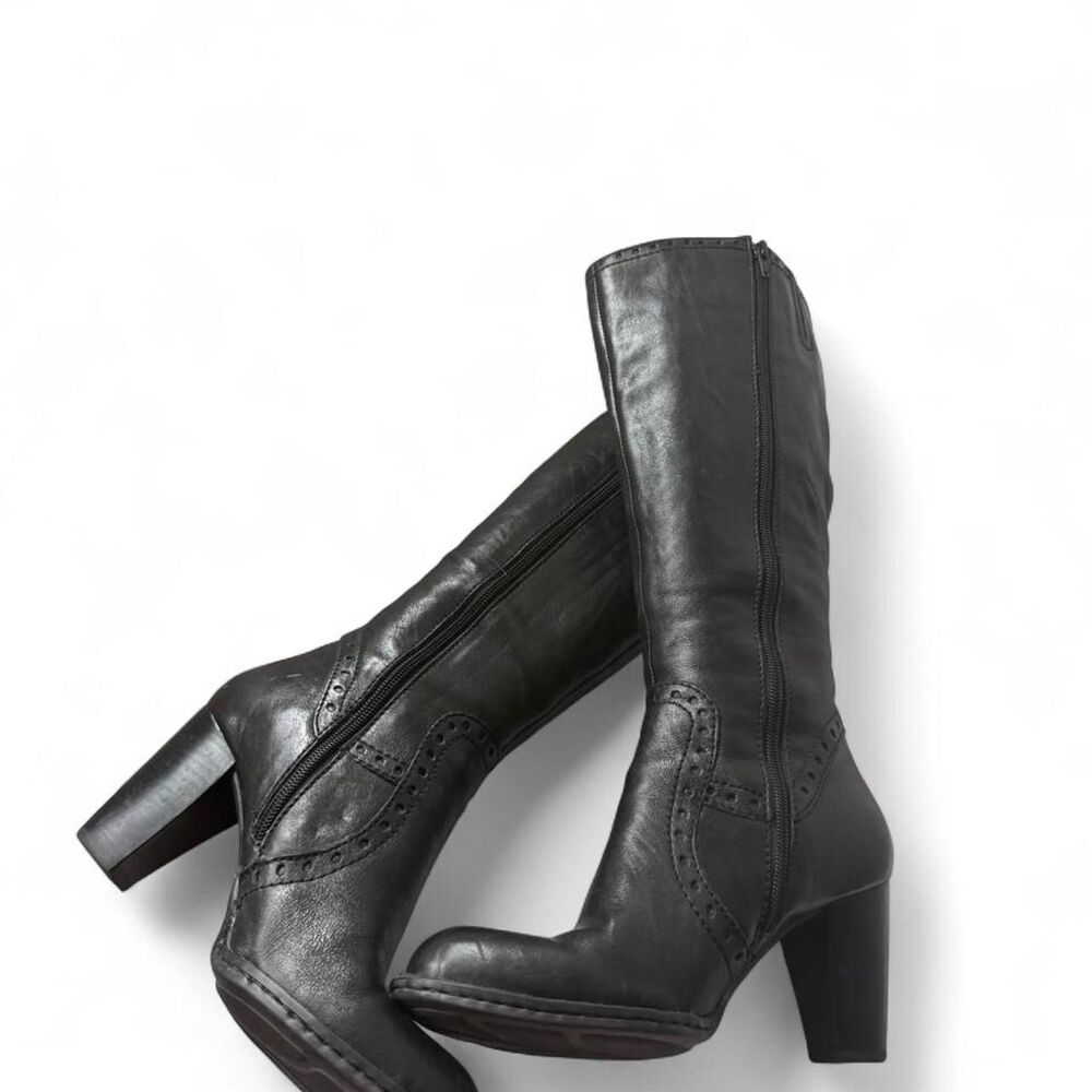 Born Tatiana Black Leather Knee-High Boots,  Size 7.5